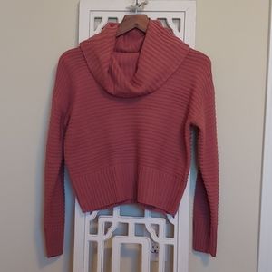 Cropped cowl neck sweater